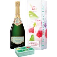 Gut gekühlt und auf Eis ist sie am besten: die Sweet-Version der Vranken Demoiselle. Basis ist ein klassischer Brut mit besonders viel Chardonnay in der Assemblage. Das verleiht dem fein perlenden Champagner seinen runden Charakter. Frische Frucht im Duft