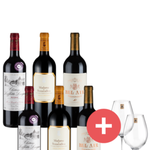 6er-Paket Premium Bordeaux-Weine + GRATIS Gläser