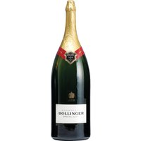 Die Champagne Bollinger Special Cuvée Brut 9L in der eleganten Holzkiste glänzt mit einem goldenen Farbton
