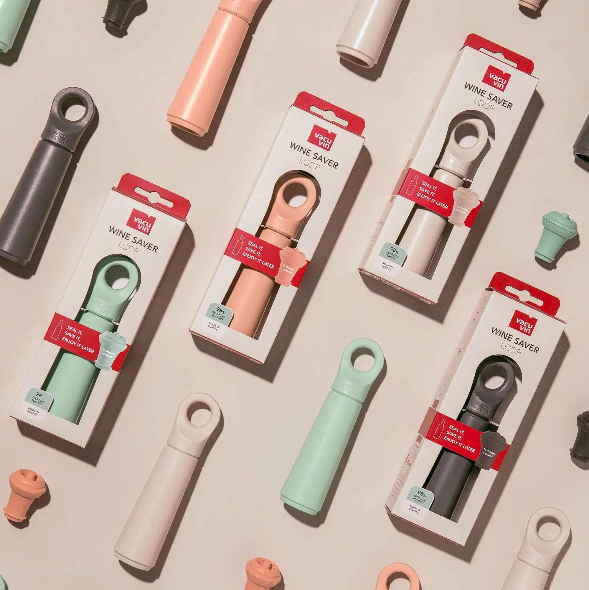 Vacu Vin Wein-Vakuumpumpe Loop graphit + Stopfen – Bild 5